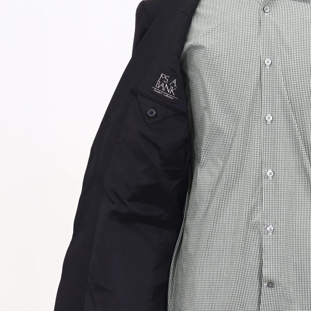 Jos. A. Bank 42L Black Solid 2-Button Sport Coat Blazer Jacket T232